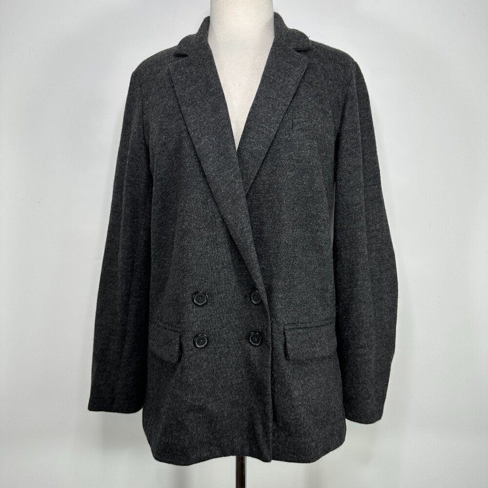 J. Crew 100% Wool Flannel Unlined Casual Blazer Suit Jacket Charcoal Grey